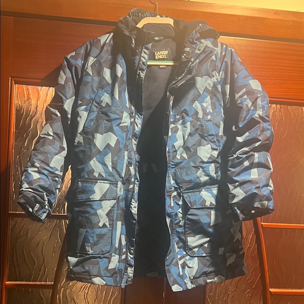 Lands' End Blue and Gray Camo Jacket